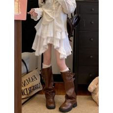 批发ins清新拼接<b class='q'>蕾丝</b>白色半身裙短裙女夏季新款高腰不规则蛋糕蓬蓬裙