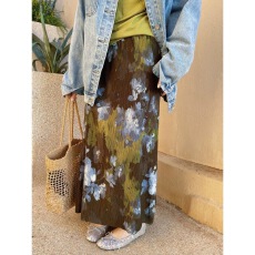 批发复古<b class='q'>半身裙</b>女早春季新款高腰显瘦直筒花半裙褶皱设计感裙子