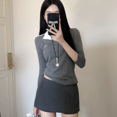 批发灰色西装裙裤半身裙女2026春夏新款<b class='q'>百搭</b>显瘦a字裙低腰包臀超短裙