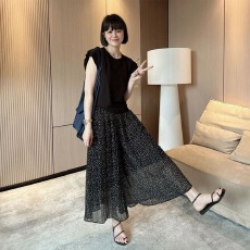 批发雪纺波点裙裤女夏季新款洋气气质时尚百搭垂感休闲裤