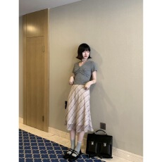 批发<b class='q'>韩版</b>芭蕾风甜妹百搭半身裙女夏季新款显瘦气质<b class='q'>雪纺</b>中长裙