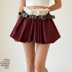 批发韩系休闲蕾丝拼接花苞半身裙女秋<b class='q'>冬</b>季气质百搭高腰显瘦设计感短裙