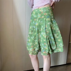 批发法式碎花&波点半身裙夏季新款减龄百搭双层斜裁氛围感A字收腰裙