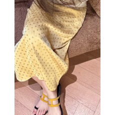 批发韩国东大门夏季新款气质减龄百搭云纱开叉设计感显瘦波点半身裙女