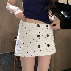 批发白色简约<b class='q'>半身裙</b>女夏季2026新款<b class='q'>包臀</b>a字波点裙子小个子显瘦短裙女