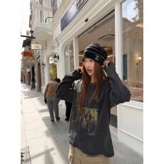 批发【220克纯棉后包领】美式复古水洗做旧<b class='q'>长袖</b><b class='q'>t</b><b class='q'>恤</b>女春秋宽松<b class='q'>男</b>女潮牌