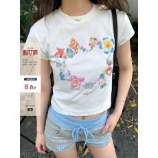 批发天猫/抖音推荐重磅230克双纱<b class='q'>纯棉</b>精梳紧密 卡通动物印花短款<b class='q'>T</b><b class='q'>恤</b>