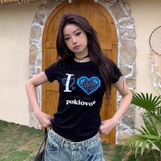 批发短袖<b class='q'>t</b><b class='q'>恤</b>女2025新款多巴胺短袖炸街独特漂亮小衫正肩<b class='q'>欧美</b>热辣上衣