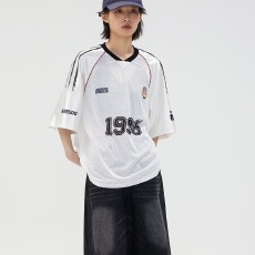 批发美式<b class='q'>街头</b>t恤男女2024款夏季橄榄球球衣短袖宽松休闲上衣
