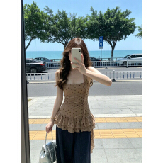 批发纯欲辣妹波点荷叶边吊带背心女2026夏季新款<b class='q'>不规则</b>气质上衣