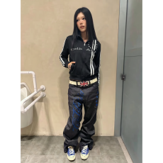批发26SS冷亚洲刺绣双条纹拼接立领夹克男女款美式<b class='q'>街头</b>短款运动风卫衣