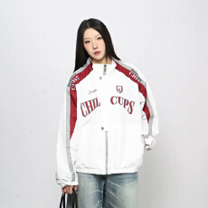 批发怪味z 美式<b class='q'>街头</b>字母赛车服立领夹克男女潮牌设计感中性风机车外套