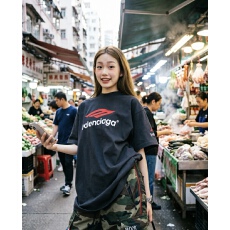 批发潮牌<b class='q'>夏季</b>新款个性多标字母撞色印花圆领男女短袖t恤情侣街头时尚