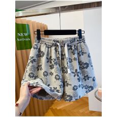 批发【原版面料】300斤花朵短裤女夏季宽松高腰显瘦阔腿裤热<b class='q'>裤子</b>