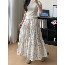 批发原版优质面料 有内里 韩系夏季高腰宽松显瘦气质休闲风字大摆裙子