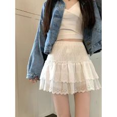 批发奶油蛋糕裙蕾丝刺绣花边甜辣少女<b class='q'>短裙</b>女春夏a字遮肉<b class='q'>半身</b>蓬蓬裙子