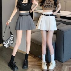 批发灰色百褶裙短裙女春秋季2026<b class='q'>新款</b>西装裙小个子高腰显瘦a字半身裙