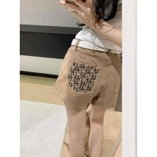 批发INS风卡其色刺绣牛仔短裤女夏季新款高腰宽松阔腿A字裤小香<b class='q'>热裤</b>潮