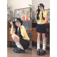 批发黑色西装波点半身裙女春夏新款小个子高腰显瘦包臀裙遮胯a字短裙