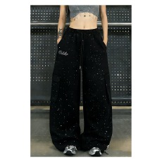 批发布韩街舞潮牌<b class='q'>嘻哈</b>美式复古早秋烫钻百搭工装<b class='q'>裤</b>女jazz