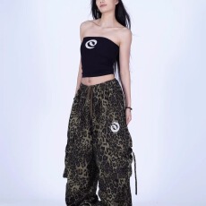 批发SUANS原创蛇印花帅气<b class='q'>街头</b>美式复古新款街舞超大宽松运动裤工装裤