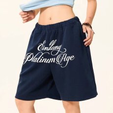 批发青少年美式复古字母刺绣球裤男女夏季新款宽松百搭阔腿运动裤中裤