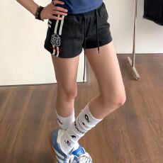 批发【纯棉华棉】夏季<b class='q'>新款</b>美式勋章休闲辣妹织带<b class='q'>运动</b>短裤韩版裤女