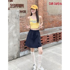 批发藏青色速干工装裙裤<b class='q'>女</b>2026新款夏季薄高腰宽松休闲五分<b class='q'>短裤</b>