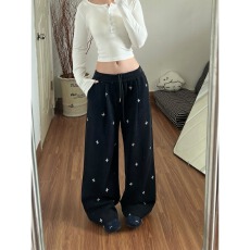 高质量华棉印花卫裤黑色灰色M-3XL