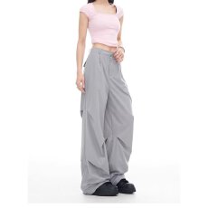 批发2026春季潮流新款设计感压褶阔腿裤女<b class='q'>大码</b>胖mm显瘦慵懒宽松<b class='q'>西装</b>裤