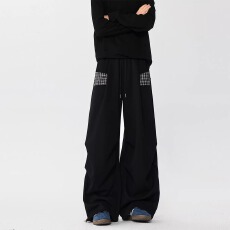 批发潮牌格纹褶皱工装裤男春季美式垂感<b class='q'>百搭</b><b class='q'>运动</b>伞兵裤高街<b class='q'>百搭</b>休闲裤