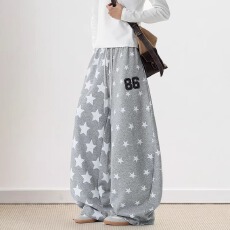 批发美式复古灰色卫裤男女宽松弯刀<b class='q'>运动</b>跳舞裤子<b class='q'>百搭</b>休闲阔腿长裤男裤