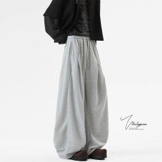 批发V37美式立体解构剪裁灰色卫裤男秋季高街复古<b class='q'>百搭</b>宽松<b class='q'>运动</b>伞兵裤