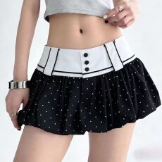 批发韩系chic通勤风高腰波点短裤女2026年夏季新款复古百搭花苞休闲裤