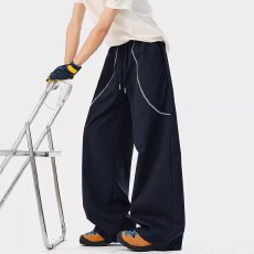批发美式潮牌哈苏线条纹弯刀卫裤<b class='q'>男</b>女春秋季垂感百搭阔腿<b class='q'>运动</b>休闲<b class='q'>长裤</b>