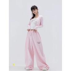 批发时尚流行美式字母褶皱伞兵工<b class='q'>装</b>裤纯棉曼巴棉爵士舞裤子显瘦弯刀裤