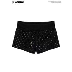 批发法式波点辣妹抽绳修身高腰打底短裤女夏季高级感减龄白色<b class='q'>包臀</b>裤子