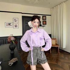 批发【有拉链有朴纸】花边拼接格子<b class='q'>短裤</b>2026夏季新款<b class='q'>高腰</b>显瘦慵懒风