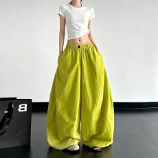 批发冰丝<b class='q'>原创</b><b class='q'>设计</b>阔腿裤女2026夏季新款松紧高腰弯刀防晒宽松休闲裤子
