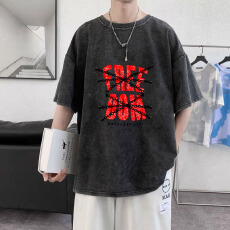 批发重磅纯棉美式复古做旧印花<b class='q'>T</b><b class='q'>恤</b>可穿300斤宽松版复古水洗做旧<b class='q'>T</b><b class='q'>恤</b>