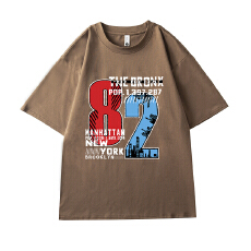 重磅纯棉大码T恤男纯色多色印花纯棉T恤男夏季新款潮流宽松短袖