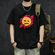 批发重磅夏季宽松加大清凉夏季印花数字短袖宽松街头休闲高上衣T恤