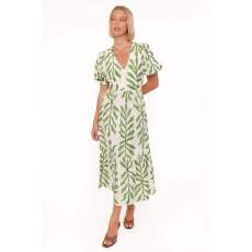 批发2026欧美时尚度假风   夏季泡泡短袖V领<b class='q'>连衣裙</b>女装