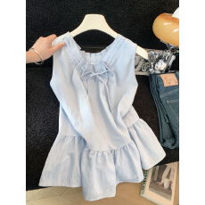 批发实拍~两面可穿韩系别致抽绳系带无袖<b class='q'>衬衫</b>背心女夏季2026减龄上衣