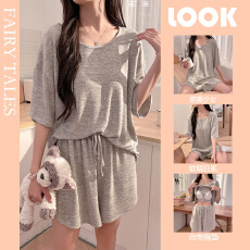 批发自带胸垫居家服女<b class='q'>夏季</b>短袖短裤两件套 宽松慵懒风可外穿<b class='q'>睡衣</b>套装