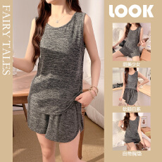 批发自带胸垫居家服女<b class='q'>夏季</b>短袖短裤两件套 宽松慵懒风可外穿<b class='q'>睡衣</b>套装