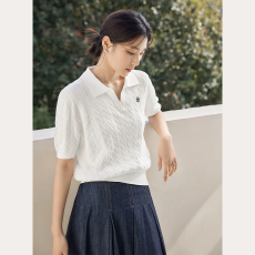 批发<b class='q'>大码</b>韩版<b class='q'>时尚</b>条纹Polo领针织短袖2026女夏季胖MM遮肚显瘦修身上衣