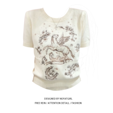 批发大码胖MM2026超火印花短袖针织衫女春夏新款圆领套头修身减龄上衣