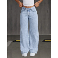 批发跨境爆款【有A+图】亚马逊 TEMU 希音 女士无弹牛仔阔腿裤浅蓝色