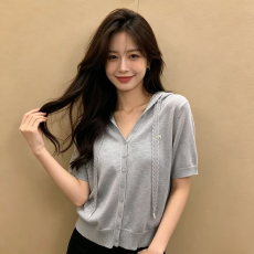 批发连帽针织<b class='q'>开衫</b>英伦知性风可机洗羊毛温柔减龄上衣圆领学院风